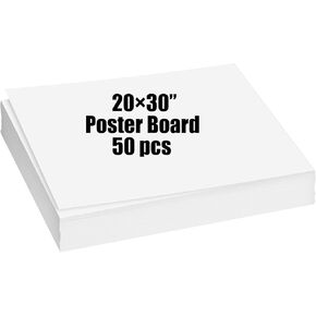 20×30" Poster Board 50pcs White Poster Paper Poster Board Bulk suitable for DIY, Crafts, Signs Project Presentations, Drawing and School Supplies,250GSM Thickness Blank Large Posterboard in Kuwait