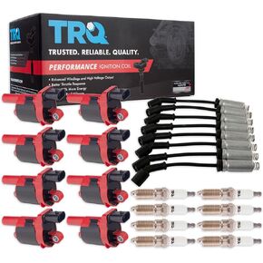 ملف الإشعال TRQ ومجموعة قابس الإشعال 17 قطعة من سدادات إيريديوم متوافقة مع 2014-2021 كاديلاك إسكاليد شيفروليه كامارو كورفيت سوبربان تاهو يوكون سيلفرادو جي إم سي سييرا 1500 2500 3500 HD in Kuwait