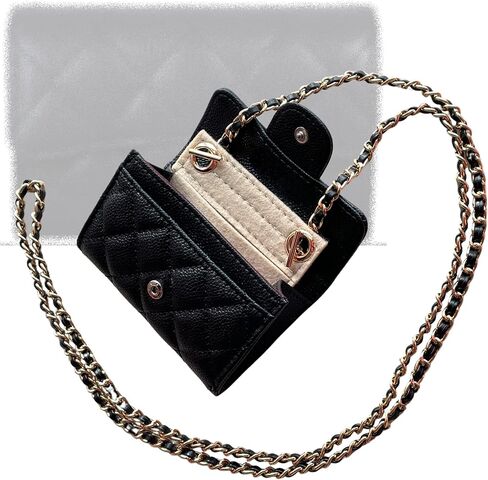 Conversion Kit for Calssic Flap Card Holder to Crossbody Bag, DIY Wallet Handbag, Felt Insert with 120cm Leather Chain in Saudi Arabia