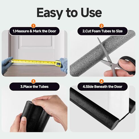 Under Door Draft Stopper, 6 Pack 12.6 Inch Doors Draft Blocker, Flexible and Adjustable Replacement Foam Tubes, Block Noise, Sound and Cold Air Door Seal, Gap Filler for Bottom of Doors, Grey in Saudi Arabia