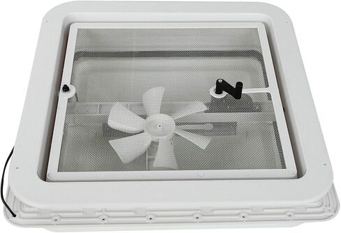 BLACKHORSE-RACING 14" RV Roof Vent Fit for Camper Trailer Universal White Lid Roof Vent with 12V RV Vent Fan 6" Blades White lid Inner for Garnish Ring in Saudi Arabia