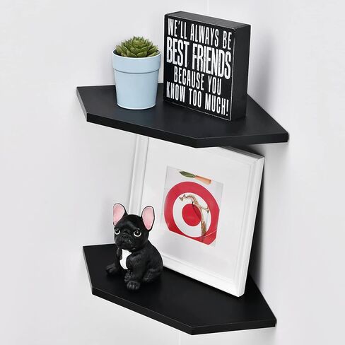 WELLAND 12-Inch Floating Corner Shelves Set of 2, Wall Mounted Storage Shelf with White Finish for Bedroom, Living Room, Bathroom, Display Shelf for Small Plant, Photo Frame, Toys and More in Saudi Arabia