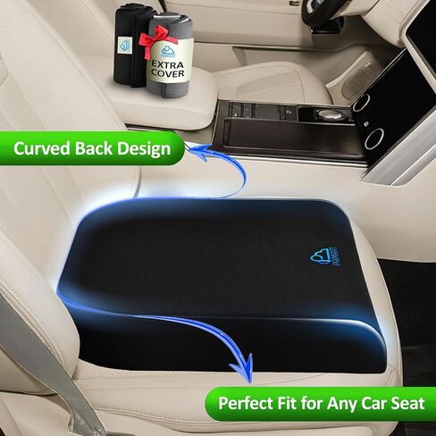 وسادة مقعد من الإسفنج الذي يتشكل حسب الجسم الملامس، وسادة كرسي مكتب مريحة للظهر والعصعص وعرق النسا وتخفيف آلام عظم الذيل وتخفيف الضغط - مثالية لمقعد السيارة والكراسي المتحركة والاستاد والكرسي، غطاء إضافي (رمادي) in Kuwait