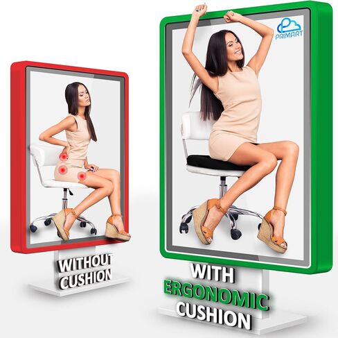 وسادة مقعد من الإسفنج الذي يتشكل حسب الجسم الملامس، وسادة كرسي مكتب مريحة للظهر والعصعص وعرق النسا وتخفيف آلام عظم الذيل وتخفيف الضغط - مثالية لمقعد السيارة والكراسي المتحركة والاستاد والكرسي، غطاء إضافي (رمادي) in Kuwait