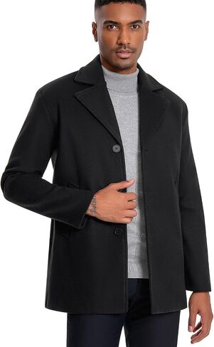 SEMATOMALA Mens Wool Blend Top Jacket Car Coat Notched Collar Single Breasted Winter Overcoat With Pockets in Saudi Arabia