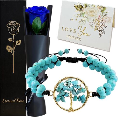 وردة وردية أبدية محفوظة من ويلشاين مع جذع، صندوق هدايا وردة حقيقية واحدة إلى الأبد، باقة لعيد الحب، عيد الأم، عيد الميلاد، لها، زوجة، صديقة، أم in Kuwait