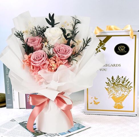 Forever Flowers for Delivery - Preserved Flowers Bouquet, Preserved Roses Bouquet Gifts for Women Anniversary Birthday Forever Pink Rose Gifts for Her Mom Grandma Wife Girlfriend Valentine in Saudi Arabia