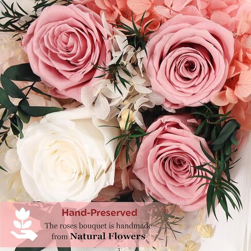 Forever Flowers for Delivery - Preserved Flowers Bouquet, Preserved Roses Bouquet Gifts for Women Anniversary Birthday Forever Pink Rose Gifts for Her Mom Grandma Wife Girlfriend Valentine in Saudi Arabia