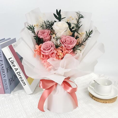 Forever Flowers for Delivery - Preserved Flowers Bouquet, Preserved Roses Bouquet Gifts for Women Anniversary Birthday Forever Pink Rose Gifts for Her Mom Grandma Wife Girlfriend Valentine in Saudi Arabia