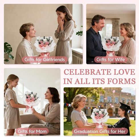Forever Flowers for Delivery - Preserved Flowers Bouquet, Preserved Roses Bouquet Gifts for Women Anniversary Birthday Forever Pink Rose Gifts for Her Mom Grandma Wife Girlfriend Valentine in Saudi Arabia