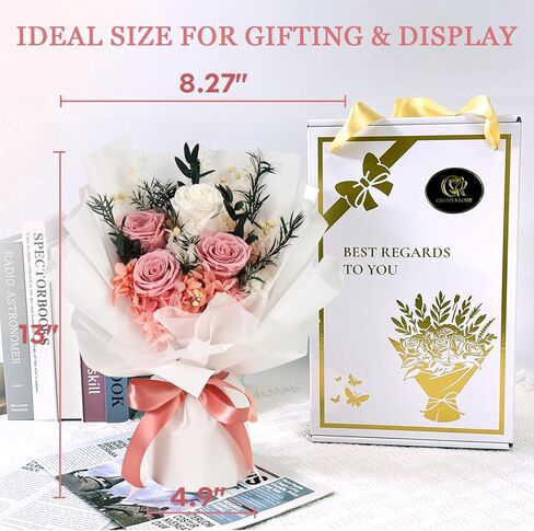 Forever Flowers for Delivery - Preserved Flowers Bouquet, Preserved Roses Bouquet Gifts for Women Anniversary Birthday Forever Pink Rose Gifts for Her Mom Grandma Wife Girlfriend Valentine in Saudi Arabia