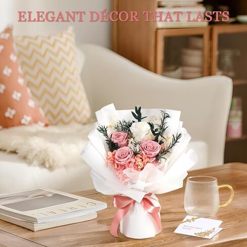 Forever Flowers for Delivery - Preserved Flowers Bouquet, Preserved Roses Bouquet Gifts for Women Anniversary Birthday Forever Pink Rose Gifts for Her Mom Grandma Wife Girlfriend Valentine in Saudi Arabia