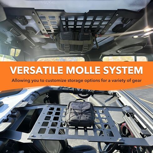 لوحة MOLLE لرف السقف الصلب العلوي لسيارة Jeep Wrangler JL JLU & Gladiator JT 2018-2026، رف سقف لتخزين البضائع بدون حفر، سعة تحميل 44 رطل (ليس للسقف الناعم) in Kuwait