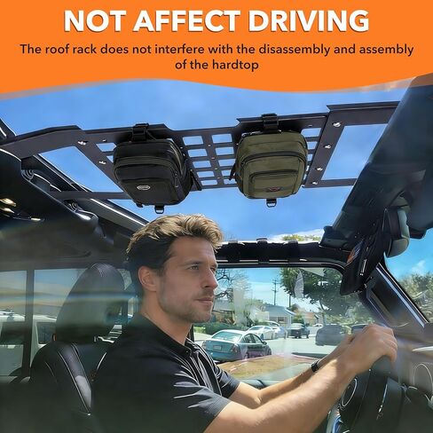 لوحة MOLLE لرف السقف الصلب العلوي لسيارة Jeep Wrangler JL JLU & Gladiator JT 2018-2026، رف سقف لتخزين البضائع بدون حفر، سعة تحميل 44 رطل (ليس للسقف الناعم) in Kuwait