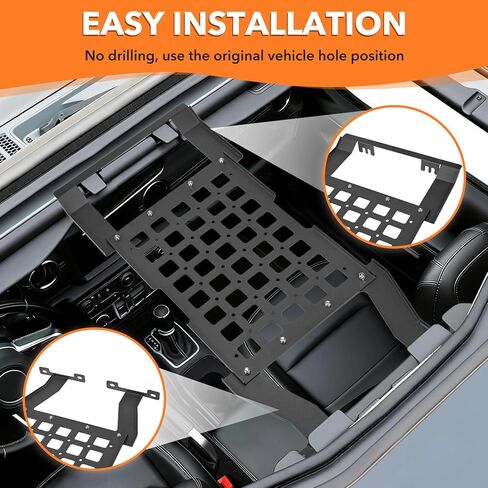 لوحة MOLLE لرف السقف الصلب العلوي لسيارة Jeep Wrangler JL JLU & Gladiator JT 2018-2026، رف سقف لتخزين البضائع بدون حفر، سعة تحميل 44 رطل (ليس للسقف الناعم) in Kuwait