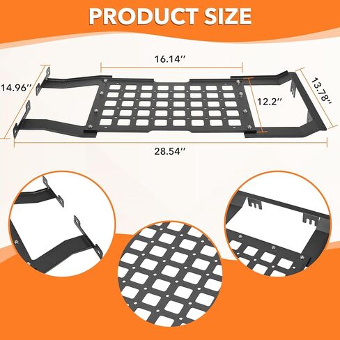 لوحة MOLLE لرف السقف الصلب العلوي لسيارة Jeep Wrangler JL JLU & Gladiator JT 2018-2026، رف سقف لتخزين البضائع بدون حفر، سعة تحميل 44 رطل (ليس للسقف الناعم) in Kuwait