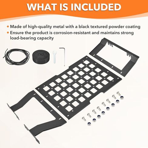 لوحة MOLLE لرف السقف الصلب العلوي لسيارة Jeep Wrangler JL JLU & Gladiator JT 2018-2026، رف سقف لتخزين البضائع بدون حفر، سعة تحميل 44 رطل (ليس للسقف الناعم) in Kuwait