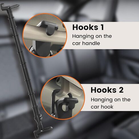 شريط شماعات ملابس السيارة، قضبان ملابس للمركبات بطول 34-54 بوصة قابل للتعديل من الفولاذ القوي مناسب للمركبات الترفيهية والسفر بالسيارة يحافظ على الملابس نظيفة وجافة in Kuwait