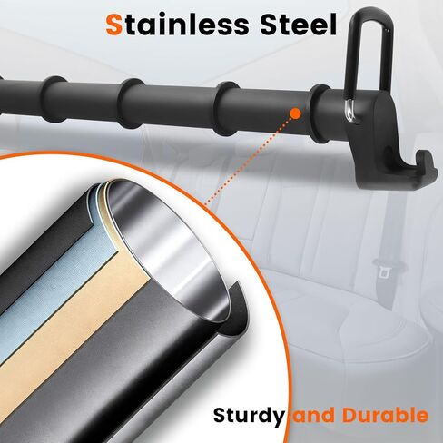 شريط شماعات ملابس السيارة، قضبان ملابس للمركبات بطول 34-54 بوصة قابل للتعديل من الفولاذ القوي مناسب للمركبات الترفيهية والسفر بالسيارة يحافظ على الملابس نظيفة وجافة in Kuwait
