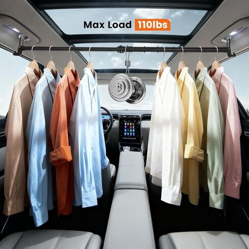 شريط شماعات ملابس السيارة، قضبان ملابس للمركبات بطول 34-54 بوصة قابل للتعديل من الفولاذ القوي مناسب للمركبات الترفيهية والسفر بالسيارة يحافظ على الملابس نظيفة وجافة in Kuwait
