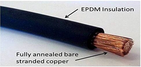 1/0 AWG 1/0 قياس واحد أسود 1 قدم مع 3/8 العروات كابلات عاكس بطارية النحاس النقي للطاقة الشمسية، RV، السيارات، السيارات البحرية، القارب in Kuwait