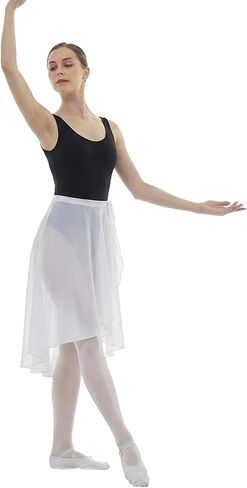 Lusofie Ballet wrap Skirt Women Mid-Length - Sheer Chiffon Womens Ballet Skirt with Adjustable Straps for Dance Dancewear in Saudi Arabia
