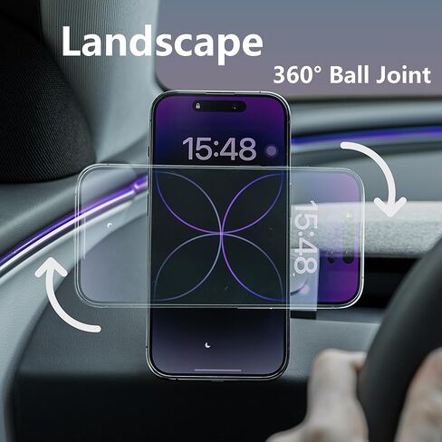 حامل هاتف مغناطيسي لطراز Tesla 3 Highland 2024+ وModel Y Juniper 2025، حامل هاتف MagSafe بفتحة تهوية زاوية، تثبيت بدون أدوات، يتضمن حلقتين معدنيتين، قاعدة ثابتة باللون الأسود in Kuwait