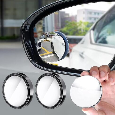 4 Pcs Blind Spot Mirrors 360 Degree Car Rear View Adjustable Wide View Angle Black Round Glass Convex Mirrors Adjustable with Frame for Car (Black,2 Inch) in Saudi Arabia