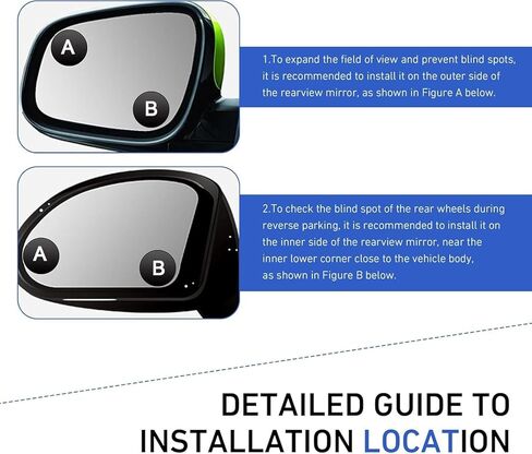 4 Pcs Blind Spot Mirrors 360 Degree Car Rear View Adjustable Wide View Angle Black Round Glass Convex Mirrors Adjustable with Frame for Car (Black,2 Inch) in Saudi Arabia