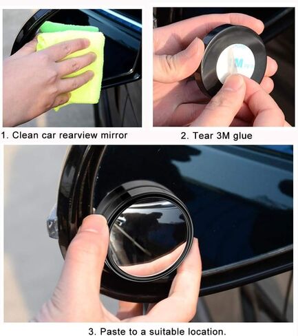 4 Pcs Blind Spot Mirrors 360 Degree Car Rear View Adjustable Wide View Angle Black Round Glass Convex Mirrors Adjustable with Frame for Car (Black,2 Inch) in Saudi Arabia