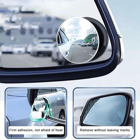4 Pcs Blind Spot Mirrors 360 Degree Car Rear View Adjustable Wide View Angle Black Round Glass Convex Mirrors Adjustable with Frame for Car (Black,2 Inch) in Saudi Arabia