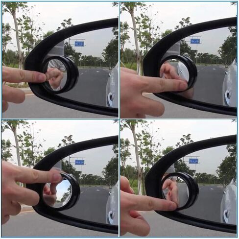 4 Pcs Blind Spot Mirrors 360 Degree Car Rear View Adjustable Wide View Angle Black Round Glass Convex Mirrors Adjustable with Frame for Car (Black,2 Inch) in Saudi Arabia