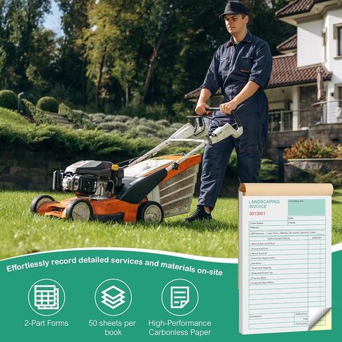 5 Packs Garden Service Invoice Book,2-Part Carbonless Garden Invoice Receipt Book, 5.7 X 8.3 inch Landscaping Invoice Book (50 Sets Each Pad) in Kuwait