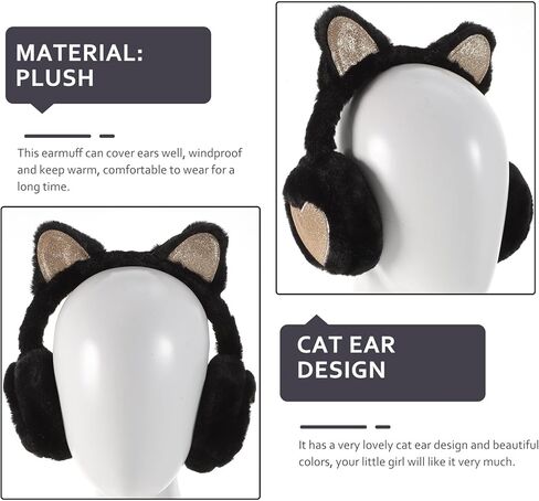 GALPADA Cat Ear Earmuffs Plush Winter Ear Warmers Black Soft Outdoor Cold Weather Cover for Boys in Saudi Arabia