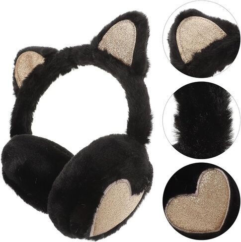 GALPADA Cat Ear Earmuffs Plush Winter Ear Warmers Black Soft Outdoor Cold Weather Cover for Boys in Saudi Arabia