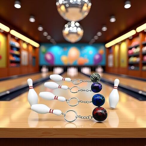 4 قطع سلاسل مفاتيح بولينج متعددة الألوان، سلاسل مفاتيح رياضية بولينج سحر محفظة حقيبة سحر هدايا الحفلات الرياضية (أحمر أخضر أزرق أرجواني) in Kuwait