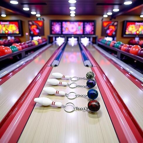 4 قطع سلاسل مفاتيح بولينج متعددة الألوان، سلاسل مفاتيح رياضية بولينج سحر محفظة حقيبة سحر هدايا الحفلات الرياضية (أحمر أخضر أزرق أرجواني) in Kuwait