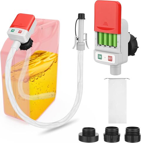 مضخة نقل الوقود مع مستشعر التوقف التلقائي -3.2 جالون في الدقيقة، 3 محولات خزان، مضخة وقود محمولة بخرطوم 51 بوصة تعمل بالبطارية، مضخة سائلة، مضخة نقل الغاز للبنزين والديزل والزيت (غير متضمنة) in Kuwait