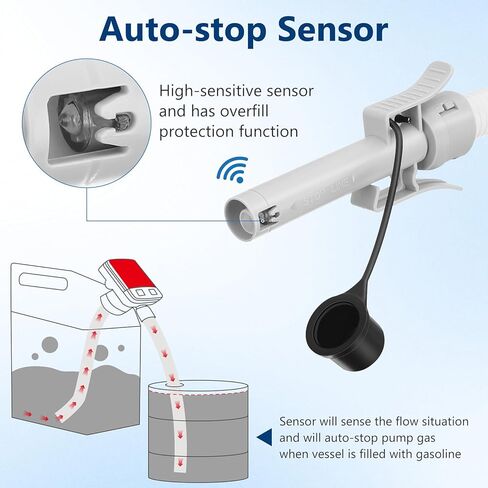 مضخة نقل الوقود مع مستشعر التوقف التلقائي -3.2 جالون في الدقيقة، 3 محولات خزان، مضخة وقود محمولة بخرطوم 51 بوصة تعمل بالبطارية، مضخة سائلة، مضخة نقل الغاز للبنزين والديزل والزيت (غير متضمنة) in Kuwait
