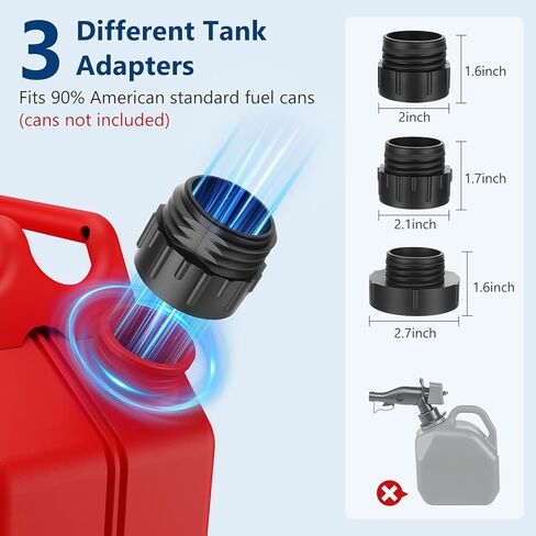 مضخة نقل الوقود مع مستشعر التوقف التلقائي -3.2 جالون في الدقيقة، 3 محولات خزان، مضخة وقود محمولة بخرطوم 51 بوصة تعمل بالبطارية، مضخة سائلة، مضخة نقل الغاز للبنزين والديزل والزيت (غير متضمنة) in Kuwait