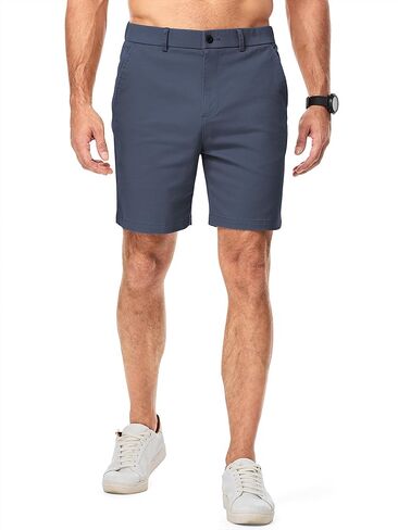 Men's Classic-Fit 7" Chino Short Summer Stretch Waist Cotton Twill Casual Dress Shorts with Pockets in Saudi Arabia