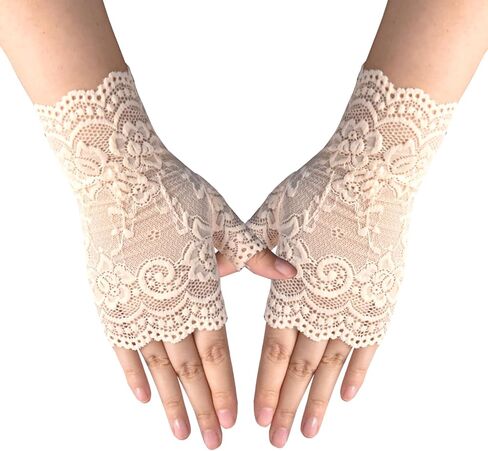 Women Lace Gloves Floral Pattern Short Glove for Wedding Prom Party Costume in Saudi Arabia