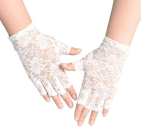 Women Lace Gloves Floral Pattern Short Glove for Wedding Prom Party Costume in Saudi Arabia