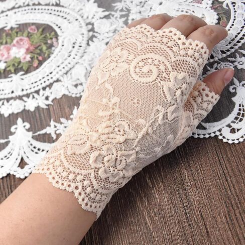 Women Lace Gloves Floral Pattern Short Glove for Wedding Prom Party Costume in Saudi Arabia