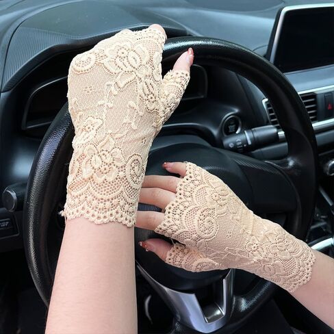 Women Lace Gloves Floral Pattern Short Glove for Wedding Prom Party Costume in Saudi Arabia