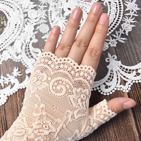 Women Lace Gloves Floral Pattern Short Glove for Wedding Prom Party Costume in Saudi Arabia