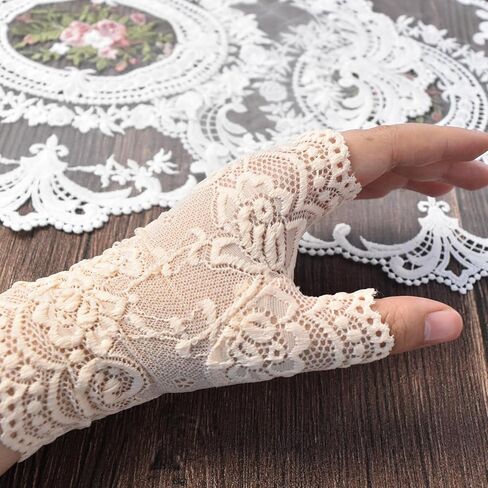 Women Lace Gloves Floral Pattern Short Glove for Wedding Prom Party Costume in Saudi Arabia