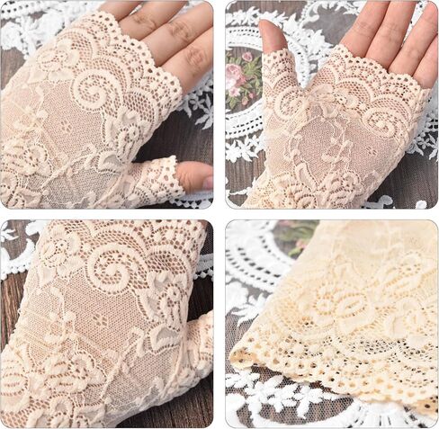Women Lace Gloves Floral Pattern Short Glove for Wedding Prom Party Costume in Saudi Arabia