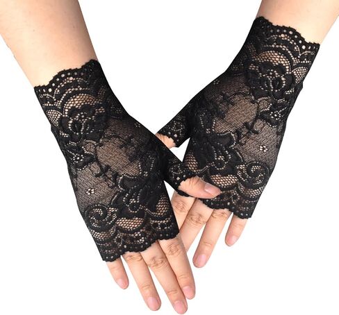Women Lace Gloves Floral Pattern Short Glove for Wedding Prom Party Costume in Saudi Arabia