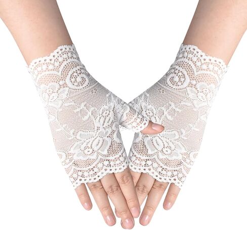 Women Lace Gloves Floral Pattern Short Glove for Wedding Prom Party Costume in Saudi Arabia